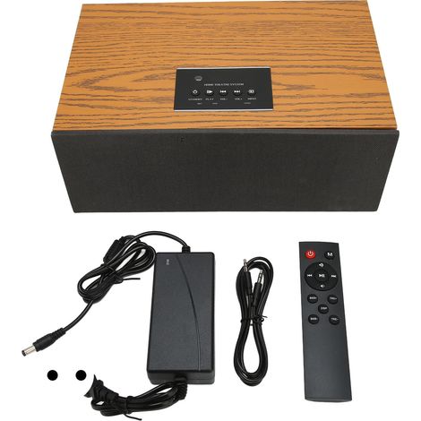Enceinte Bluetooth en Bois 60W Subwoofer Actif Haut-Parleur Karaoké avec Télécommande pour Maison et Extérieur 100-240V Prise EU (1/5)