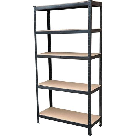 Heavy Duty Storage Rack 5 Tier Full-Size Metal Storage Shelving Unit, 386 Pound Capacity per Shelf, Great for Kitchen, Office, and Garage Storage, 180cm H x 90cm W x 40cm D inch, Black