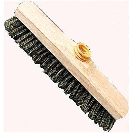 Scopa dritta 30cm legno grezzo seta grigia S46 + attacco ecologico - Findis Ebj
