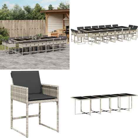Ensemble à manger de jardin et coussins 17 pcs gris clair rotin - Salon De Jardin - Meuble De Jardin - Set De Salon De Jardin - Mobilier De Jardin - Table De Jardin - Home & Living (1/5)