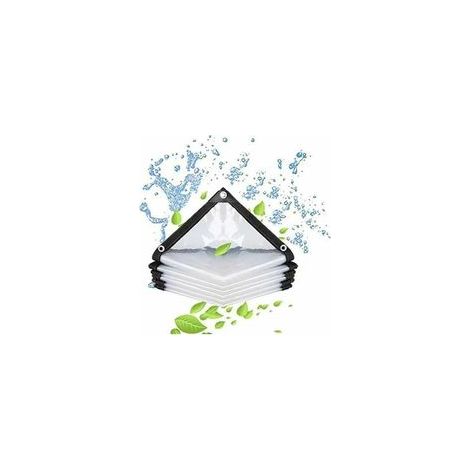Bâche imperméable Transparente avec œillets-pour Meubles de Jardin-Utilisable en extérieur-Imperméable à la Pluie-Isolation des Plantes-Résistant à la poussière 2 x 2 m (1/5)