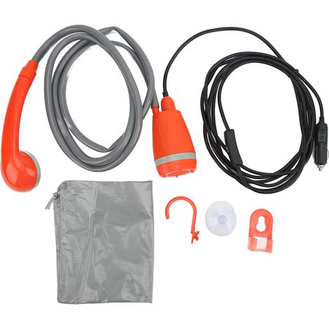 Pommeau de douche portable extérieur 3,5L/min avec adaptateur briquet pour camping, randonnée, lavage de voiture (1/5)