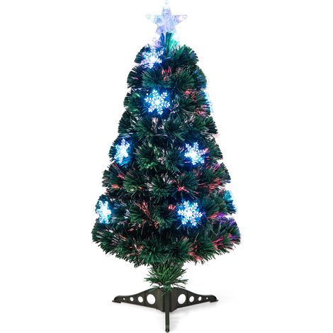 Albero di Natale 90cm illuminato con 12 luci LED abete artificiale con fibra ottica che cambia colore (1/5)