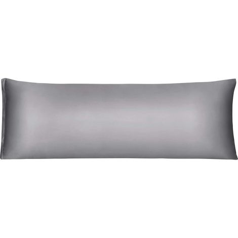 Taie de traversin en satin avec fermeture éclair Gris 50 x 152 cm (1/5)