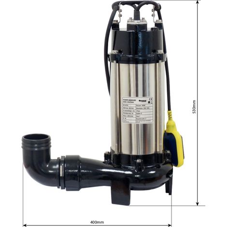 Drakkar Equipement – Pompe immergée automatique 1800W – Débit max 30.9 m3/h – Hauteur refoulement 14m – Corps acier inox et fonte – Longueur câble 6m (1/6)
