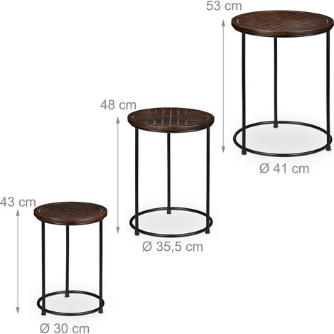 Set de 3 mesas auxiliares redondas decorativas de 40 x 40 x 40 cm de madera de mango negra 130016080 (1/4)