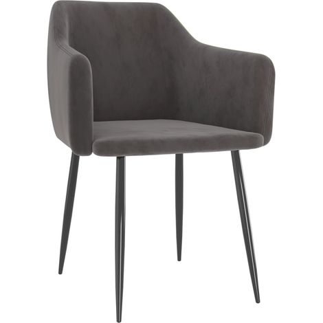 Maison Exclusive - Esszimmerstühle 2 Stk. Dunkelgrau Samt (1/5)