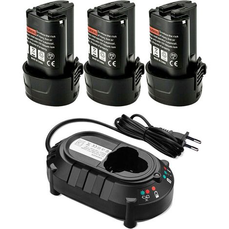 3X Battterie pour Makita BL1013 10,8 V 1500 mAh Li-thium pour Makita Batterie BL1014 BL1015 194550-6 194551-4 195332-9 DF030D DF330D TD090D & Chargeur (1/4)