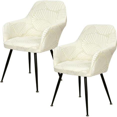 Lot de 2 housses de chaise avec accoudoirs, extensibles, lavables, beige universel (1/5)