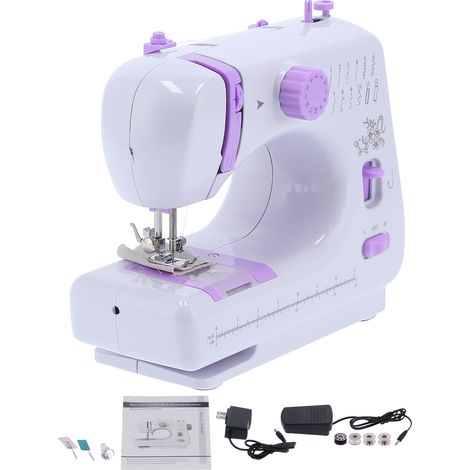 Machine à coudre 505A 605 domestique mini multifonction électrique de bureau surjeteuse violette 110‑240V US (1/5)