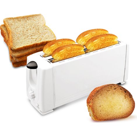 Tostadora de 4 rebanadas 220 V UE – Tostadora profesional blanca de ABS para sándwiches y desayunos familiares (1/4)