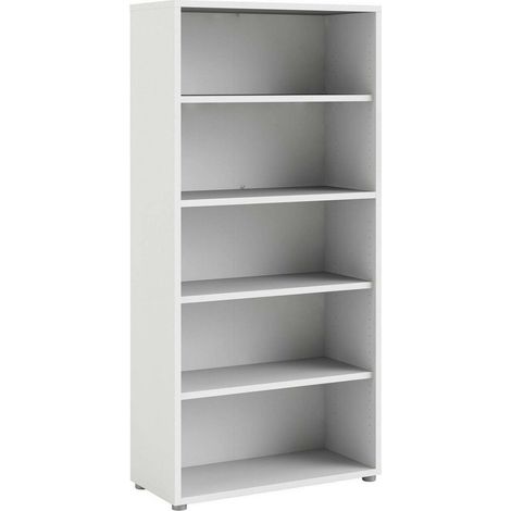 Dmora - Libreria Apice, Scaffale da ufficio, Mobile portalibri, Biblioteca, 89x40 h186 cm, Bianco (1/5)