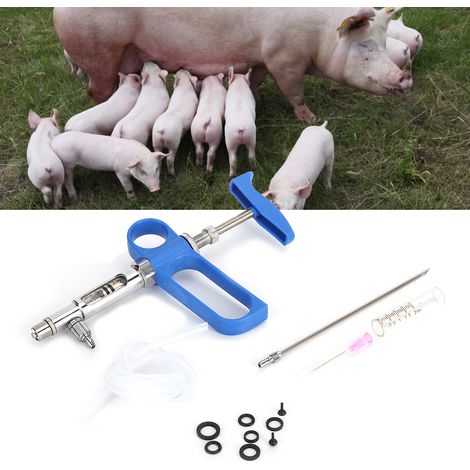 2-ml-Impfstoffspritze für Tiere, Modell C, mit automatischem Dosierer, automatische Spritze mit 2-ml-Graduierung und Kunststoffgriff für Hühner, Schweine, Schafe, Enten, Tauben und andere Tiere