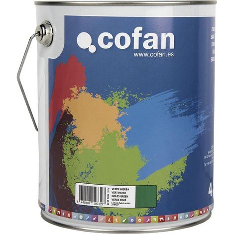 COFAN esmalte sintético (4 l) verde hierba , Esmalte sintético al disolvente disponible en una amplia gama de colores y tonalidades fabricado a base de resinas alquídicas. Buena es (1/4)