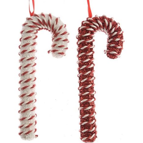 Deco noel a suspendre sucre d'orge mousse rouge/blanc 20x8x3cm 2 variantes