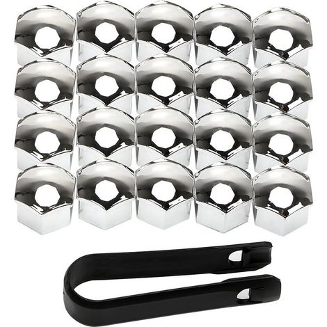 Couvercle d'écrou de roue 17mm Couvercle d'écrou de boulon 20 Couvercle d'écrou Couvercle d'écrou de boulon de roue Argent (1/5)