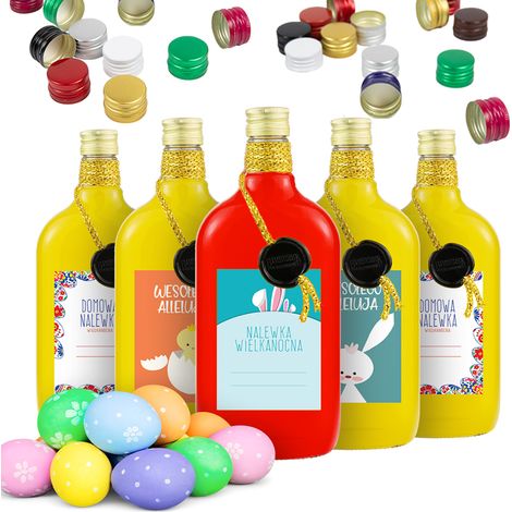 10 bouteilles en verre de liqueur de Pâques classiques de 500 ml décorées (1/5)