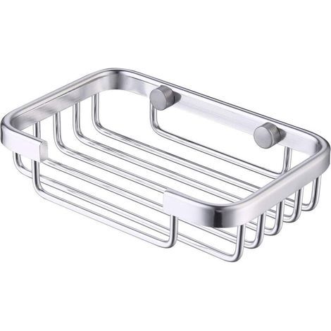 Wandseifenschale, Duschseifenhalter zum Einschrauben, Seifenbox aus Aluminium, Silber (1/5)