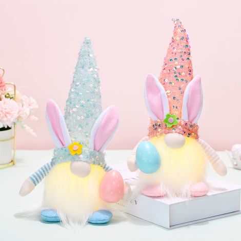 Déco Pâques Lutin Lutin de Printemps Pâques Poupées Lutin Oreilles Lapin Gonme Scandinave Fait Main Pâques Lutin Lapin Pâques Décoration Fête de Printemps (1/5)