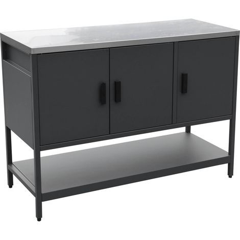 sweeek - Outdoor-Küche aus Stahl mit 3 Türen, 1 Regalboden L120 cm