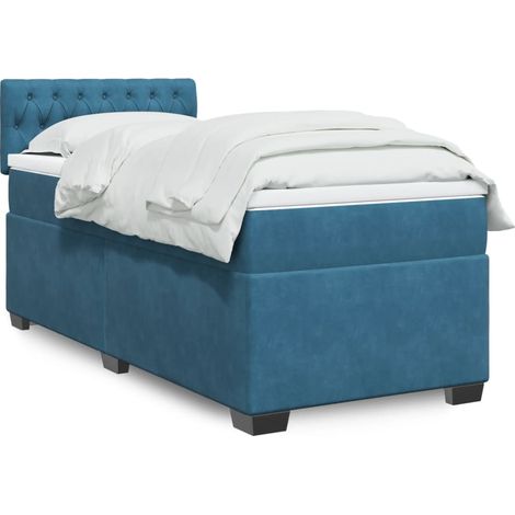 vidaXL Sommier Ă lattes de lit avec matelas bleu 100x200 cm (1/5)