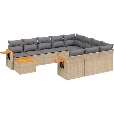 Maison Exclusive - Set de sofás de jardín 11pzas con cojines ratá (1/5)