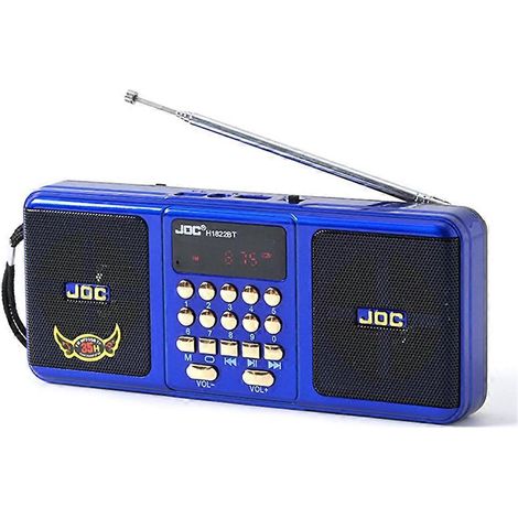 JOC Enceinte Bluetooth avec FM Radio USB Carte TF Support et sans Fil Connectivity Radio pour Personnes Âgées Bleu (1/5)