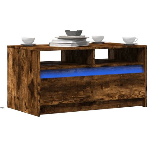 LED-Couchtisch Räuchereiche Holzwerkstoff