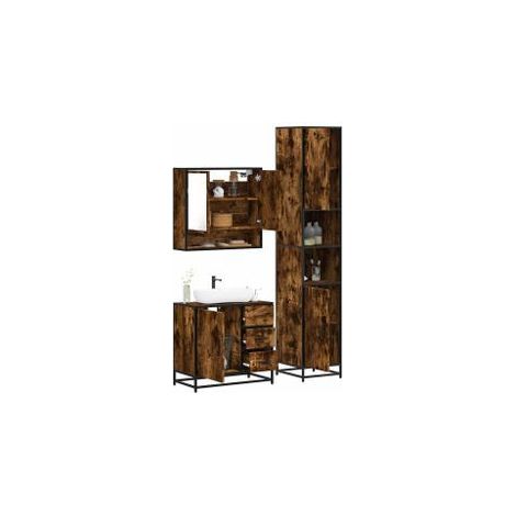 Ensemble de meubles de salle de bain 3 pcs Chêne fumé (1/5)