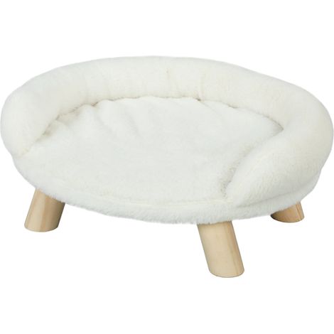 Panier pour chats et chiens jusqu'à 5 kg/30 cm, housse en peluche lavable, blanc crème, 47 x 40 x 20 cm