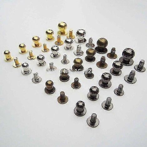Rivet à tête ronde en laiton massif, fixation par vis, sangle en cuir pour sacs artisanaux (1/4)