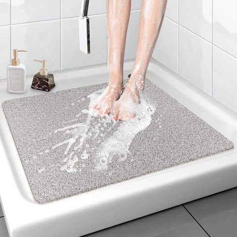 Duschmatte rutschfest 80 x 80 cm - Weich Komfort Sicherheits Badewannenmatte mit Ablauflöchern, PVC-Luffa Massage Antirutschmatte für Dusche, Schnell trocknend (1/5)