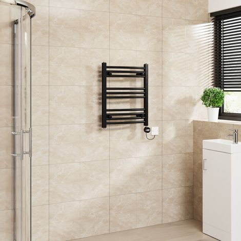 Touch Screen Thermostatic Towel Rail Curved Black 600x500mm (1/5)