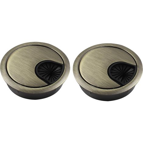 Cubiertas metálicas para cables de oficina, juego de 2, 60 mm, bronce, aleación de zinc, aptas para oficinas. (1/5)