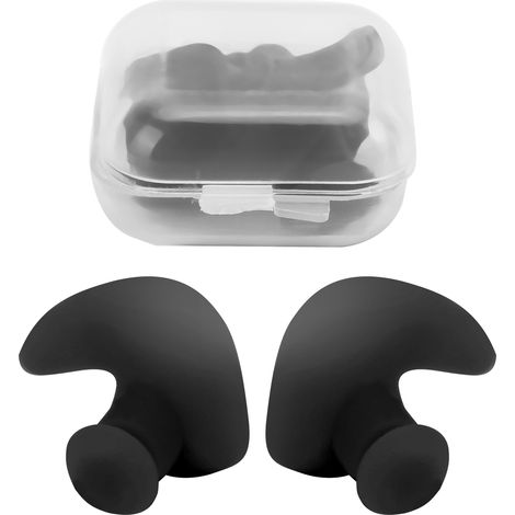 Bouchons d'oreilles natation silicone étanches anti-poussière noirs en vrac-KZQ (1/2)