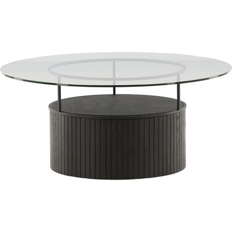 Table Basse en Verre "Bovall" 90cm Noir (1/5)
