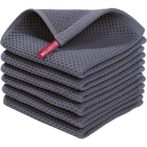 Lot de 6 torchons en coton ultra-absorbant - Torchons - Essuie-tout - Chiffons de nettoyage - Lingettes nettoyantes - Torchons lavables - 30 x 30 cm (1/5)