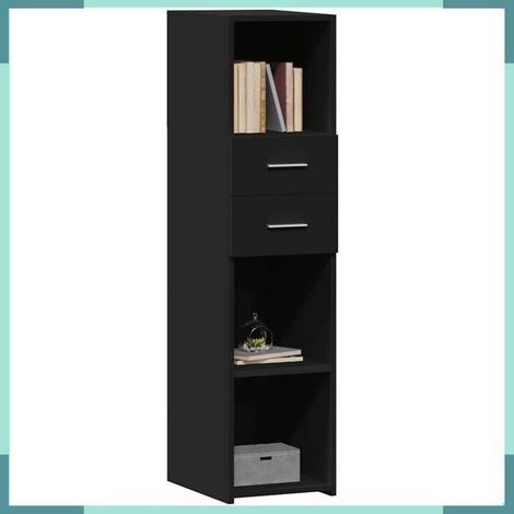 846153 Buffet haut noir 30x42,5x124 cm bois d'ingénierie (1/5)