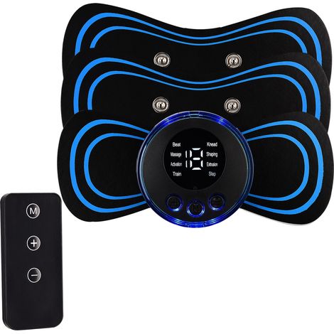 Mini Masseur Portable 10 Intensités 5 Programmes Rechargeable Électrostimulation TENS Coussinets Cervicaux (1/5)