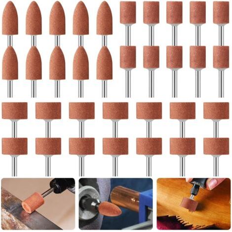 Jeu de 42 Meules en Oxyde d'Aluminium Mèches de Ponçage avec Tige de 1/8" Compatible avec Dremel pour Meulage, Polissage Ébarbage métaux (1/5)