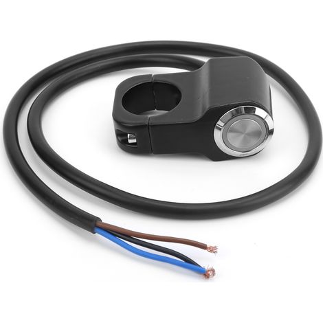 Interrupteur guidon bouton poussoir avec voyant rouge, verrou reset universel pour moto guidon 22mm (1/5)