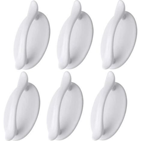 Set of 6 White Self-Adhesive Door Handles - Plastic - For Doors and Windows, Cabinets (1/5)