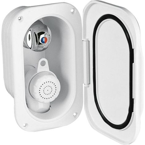 Coffret douche avec mélangeur et douchette - NUOVA RADE - blanc - tuyau 3 m