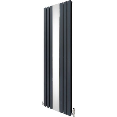 Paneelheizkörper + Spiegel & Chrom Thermostatventile Anthrazitgrau 1800 x 565mm