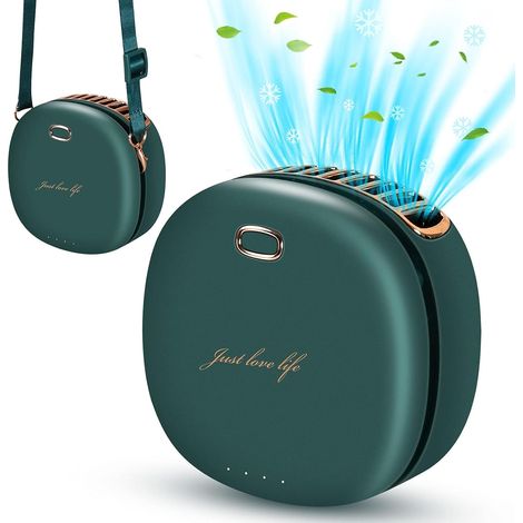 Mini ventilatore portatile, ventilatore da collo con cavo regolabile, ventilatore personale ricaricabile tramite USB con 3 velocità di ventilazione per uso interno ed esterno (grigio scuro) (1/5)