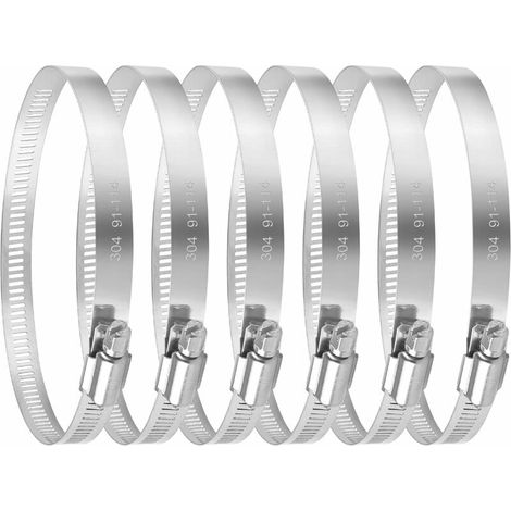 Colliers de serrage 4 pouces 91-114mm  Collier de serrage réglable en acier inoxydable 6 pièces pour piscine, étang et jardin (1/5)