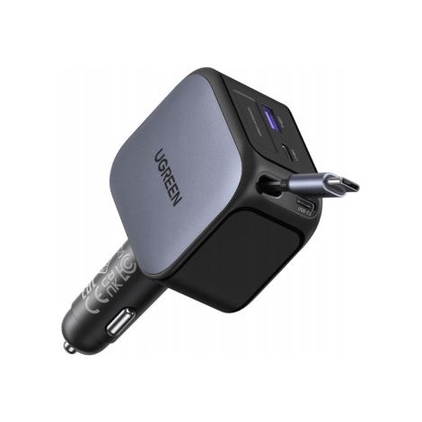 Cargador coche Ugreen 145W USB-C retráctil 4 puertos carga rápida