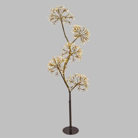 Arbre lumineux 5 sphères riche ø20cm H120cm 1200 micro LED IP44 en métal noir (1/5)