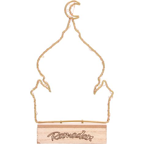 Décoration Ramadan LED en Bois Mousseline pour Maison - Ornements Artisanaux Lumineux Fête (1/5)