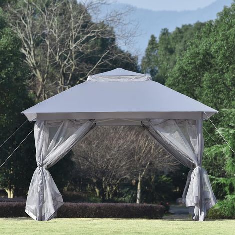Instant pop-up gazebo with mosquito net - Outdoor shelter - Double roof - For patio, courtyard, garden - 3 x 3 m (1/5)